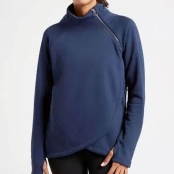 Athleta -822 Cozy Karma‎ Asymmetrical Blue Pullover Sweater Small - Picture 1 of 7